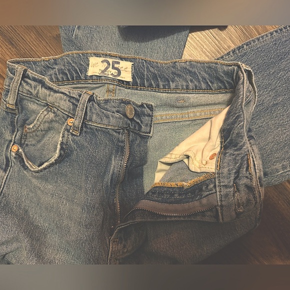 Free People - We the Free - High Rise Straight Jeans, Rigid Vintage Denim Sz 25 - Picture 12 of 12